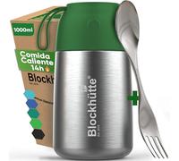 Blockhütte Fiambrera Termica 1 Litros de acero inox - Con Cepillo y Cuchara - Termo para Comida Caliente até 14 h - Fiambrera Termica para adultos y niños - Recipientes Termicos - verde oscuro