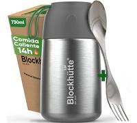 Blockhütte Termo Comida 730ml - Termo Para Comida Caliente Con Cuchara y Tenedor - Acero inoxidable - ideal Para El Trabajo - Hasta 14h Caliente - Lavavajillas