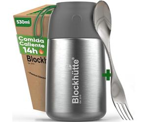 Blockhütte Termo Comida Bebe 530ml - Termo de Comida Caliente Para Niños Con Cuchara y Tenedor - Acero inoxidable - Hasta 14h Caliente - Lavavajillas - ideal Para El Cole