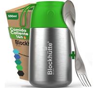 Blockhütte Termo Comida Bebe de acero inox I 530ml I Con Cepillo y Cuchara - Termo para Comida Caliente até 14 h - Fiambrera Termica para adultos y niños - Recipientes Termicos - verde claro