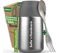 Blockhütte Termo Comida Caliente Personalizado de Acero Inox I 1L I Con Cepillo y Cuchara - Termo para Comida Caliente até 14h h - Fiambrera Termica para Adultos y Niños - Recipientes Termicos