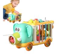 Blocks Stacking Toys, Colorful Elephant Pull Along Toy, Fine Motor, Skill Learning Game Design for Preschool, Early Education, Home, Travel, Daycare, 12.2x7.09x7.87 Inches