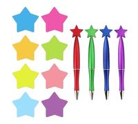 Blocs De Notas Con Forma De Estrella De 8 Piezas Y Bolígrafos Con Forma De Estrella De 4 Piezas, Papelería Creativa, Libretas Autoadhesivas, Suministros De Aprendizaje Y Oficina