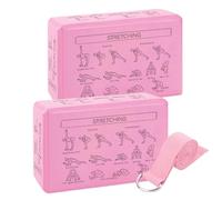 Blocs De Yoga - Brique De Pilates Pour Femmes, Lot De 2 Blocs De Yoga En EVA + Sangle Extensible | Accessoires De Fitness Légers Et Antidérapants Pour Étirements, Équilibre Et Souplesse
