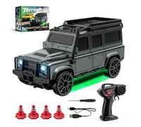 BlocteckToy Coche todoterreno a control remoto de escritorio, escala 1/64, 2.4G, 4WD, motor sin escobillas, mini auto de deriva RC todoterreno con doble velocidad y luces LED, regalos de cumpleaños de
