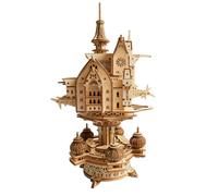 BlocteckToy Rompecabezas de madera 3D, modelo de castillo de santuario del cielo, montaje en miniatura de la casa, obra maestra, rompecabezas steampunk 3D, regalos creativos para adolescentes y