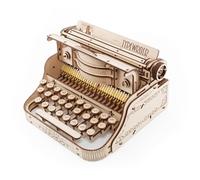 BlocteckToy Rompecabezas de madera 3D, modelo de máquina de escribir retro, juego de construcción para construir con transmisión mecánica, decoración creativa del hogar, regalo coleccionable para