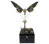 BlocteckToy Rompecabezas de metal 3D, caja de música dinámica de mariposa para adultos, kit de modelo de rompecabezas mecánico 3D Steampunk de insectos, decoración del hogar, regalos de cumpleaños