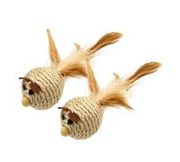 blodfune Ratones de sisal, juguetes para gatos, juguete masticable de cuerda natural para limpieza de dientes, ratones de caza interactivos de cola de plumas, juego duradero para rascar mascotas
