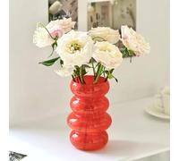 BLOFLO Florero hidropónico de Vidrio de Colores, 17,8 cm, jarrón de Flores Naranja Opaco de Cuatro Capas, florero geométrico para decoración del hogar, jarrón de Vidrio de Burbujas Moderno para