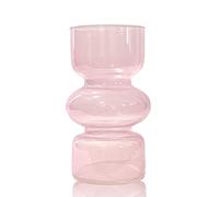 BLOFLO - Jarrón hidropónico de Cristal Transparente de 18 cm, jarrón Colorido para Flores, diseño geométrico Moderno de 3 Capas, para decoración de hogar, Oficina en casa o Mesa de Boda (Rosa)