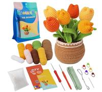 Blogiiup Kits de Crochet Principiantes, Kits de Crochet para Principiantes con Instrucciones Kit de Inicio de Crochet con Temas de Flores DIY Lindos Kits de Crochet para Adultos, Tulip