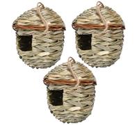 Blogiiup Nido de colibrí de 3 pcs, casa de pájaros Tejidos de 5.5x6 '', Nido de pájaros Colgantes Transpirables, casa de Aves al Aire Libre para la Encantadora decoración de la decoración del jardín
