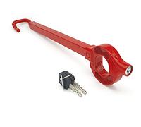 BLOKAUTO 571/B Barra Antirrobo Coche Volante Pedal Original, Rojo Visible Más Disuasorio, Cierre Seguridad Basculante, Bloqueo Inmovilizador Antirobo Freno Embrague para Auto, Furgoneta, Caravana