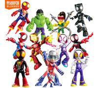 Blokees Original el increíble Spider-Man Miles Morales Gwen figura de acción de Pantera Negra caja ciega Anime modelo muñeca niños juguetes regalos Ms. Marvel