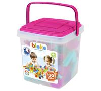 BLOKO 503584 - Barril de 100 Tablero de Juego, a Partir de 12 Meses, Fabricado en Europa, Juguete de construcción, Color Rosa