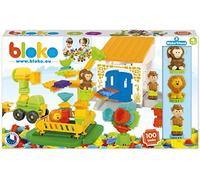 BLOKO - Caja de 100 con 3 Figuras 3D Jungle - A Partir de 12 Meses - Fabricado en Europa - Juguete de construcción 1ª Edad - 503626