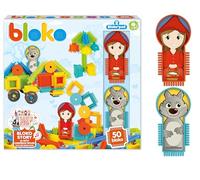 BLOKO - Estuche 50 BIoko con 2 Figuras sobre el Tema de la pequeña Caperucita Roja y el Lobo - a Partir de 12 Meses - Fabricado en Europa - Juguete de construcción 1ª Edad - 503708