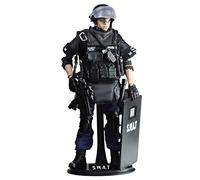 BLOKZ Figuras de acción de soldado de 12 pulgadas, juego de soldado de policía flexible de 1/6 con accesorios, modelo SWAT de gran detalle, regalo de juguete - jugador de escudo