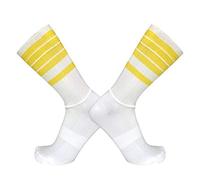 BLOMDE Medias De Compresión Calcetines Deportivos Antideslizantes De Silicona Para Verano Aero White Line-Raya Amarilla_S 35-39