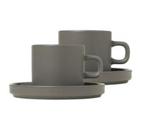 blomus 2 Tazas de café con plato Pilar Pewter