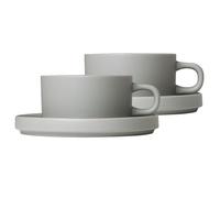 blomus 2 Tazas de té con plato Pilar Mirage grey