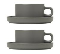 blomus 2 Tazas de té con plato Pilar Pewter