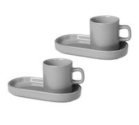 blomus 2 Tazas espresso y platillos Pilar Mirage grey