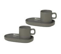 blomus 2 Tazas espresso y platillos Pilar Pewter