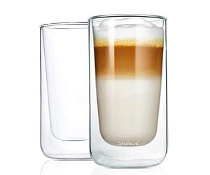Blomus 63655 Nero - Juego de 2 vasos térmicos para macciato, cristal transparente, 7,9 x 7,9 x 13,9 cm, 2 unidades