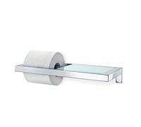 Blomus 68832 WC-portarrollos con marcadores de Cristal Satinado Papel, Acero Inoxidable Pulido