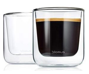 Blomus - Juego de 2 Vasos de Latte Macchiato Nero (85 mm)