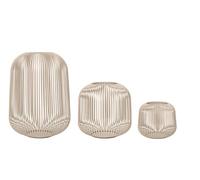 blomus Juego de 3 faroles Lito | Nomad | Tamaño S, M y L | 20L x 20 B x 17H cm | 28L x 28L x B x 27H cm | 33L x 33L x 33B x 45H cm | Portavelas Beige | Portavelas de acero inoxidable | Farol