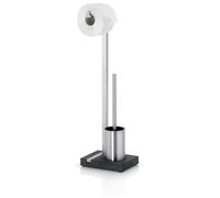 blomus -MENOTO- Escobillero de pie de acero inoxidable mate, soporte para papel higiénico independiente, construcción que ahorra espacio, diseño exclusivo, accesorio de baño (H / B / T: 63,5 x 15 x 20 cm, acero inoxidable, 68687)