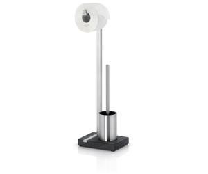 blomus -MENOTO- Escobillero de pie de acero inoxidable mate, soporte para papel higiénico independiente, construcción que ahorra espacio, diseño exclusivo, accesorio de baño (H / B / T: 63,5 x 15 x 20 cm, acero inoxidable, 68687)