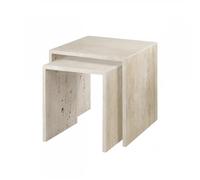 blomus Mesa auxiliar Varu 2 piezas Travertine