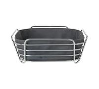 blomus -DELARA- panera L de acero cromado, imán, bolsa de tela de algodón, diseño moderno y moderno, versátil, aspecto exclusivo (H/A/P 9,5 x 25 x 25 cm, 63763)