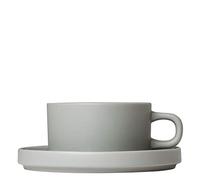 blomus 2 Tazas de té con plato Pilar Mirage grey