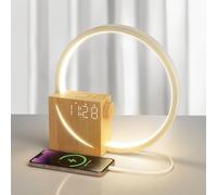 blonbar Despertador de Luz Natural de Cabecera 10W, Lámpara con Carga USB y Control Táctil, Luz Nocturna de 3 Niveles de Brillo, Diseño Art déco para Bebés y Adultos