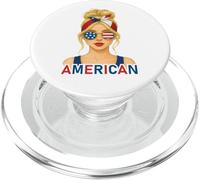 Blond American Girl America Flag American Girlfriend Wife PopSockets PopGrip para MagSafe
