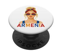 Blond Armenian Girl Armenia Flag Armenian Girlfriend Wife PopSockets PopGrip Adhesivo