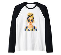 Blond Bosnian Girl Bosnia Flag Bosnian Girlfriend Wife Camiseta Manga Raglan