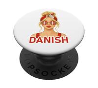 Blond Danish Girl Denmark Flag Danish Girlfriend Wife PopSockets PopGrip Adhesivo