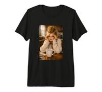 Blond Doll Smoking Aesthetic Art Coffee Time Morning Mood Camiseta Premium