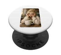 Blond Doll Smoking Aesthetic Art Coffee Time Morning Mood PopSockets PopGrip Adhesivo
