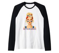 Blond Dutch Girl Netherlands Flag Dutch Girlfriend Wife Camiseta Manga Raglan