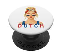 Blond Dutch Girl Netherlands Flag Dutch Girlfriend Wife PopSockets PopGrip Adhesivo