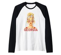Blond Georgian Girl Georgia Flag Georgian Girlfriend Wife Camiseta Manga Raglan