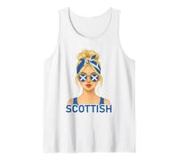 Blond Scottish Girl Scotland Flag Scottish Girlfriend Wife Camiseta sin Mangas