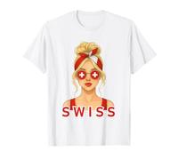 Blond Swiss Girl Switzerland Flag Swiss Girlfriend Wife Camiseta
